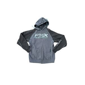 VTG Y2K Fox Racing Zip Up Sweatshirt Mens M Grunge Grey Blue Riders Hoodie RARE